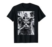Smoking Hipster Cat Sunglasses Brainrot Meme Rebellious Vibe T-Shirt