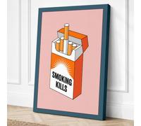 Smoking Kills Modern Canvas Wall Art Print 36x24 Inch (91 x 61 cm)