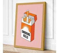 Smoking Kills Modern Canvas Wall Art Print 36x24 Inch (91 x 61 cm)