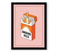 Smoking Kills Modern Framed Wall Art Print A1 (84.1×59.4cm) Black, Wall Decor for Living Room, Bedroom, Office & Home, Ready to Hang, Art Gift