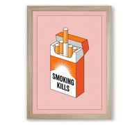 Smoking Kills Modern Framed Wall Art Print A4 (29.7×21cm) Oak, Wall Decor for Living Room, Bedroom, Office & Home, Ready to Hang, Art Gift