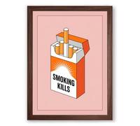 Smoking Kills Modern Framed Wall Art Print A4 (29.7×21cm) Walnut, Wall Decor for Living Room, Bedroom, Office & Home, Ready to Hang, Art Gift
