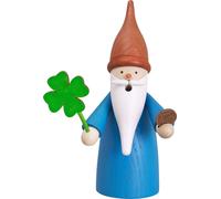Smoking man Gnome blue with cloverleaf HxWxD = 16x9x9cm NEW