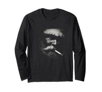 Smoking Man Silhouette Mysterious Grunge Face Long Sleeve T-Shirt