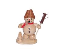 Smoking man Snowman with Broom Natural Height 13cm NEW Incense Figure