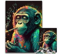 Smoking Monkey 1000 Piece Jigsaw Puzzle Impossible Jigsaw Puzzles for Adults Adult Game Gift Family Interactive Game Brain Challenge Gift 26X38CM/10.23x14.96inch