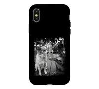 Smoking Papillon Street Scene Black White Grunge Frame Case for iPhone X/XS