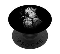 Smoking Parrot Cockatoo Funny Cigarette Smoker Bird PopSockets Adhesive PopGrip