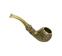Smoking Pipes Metal Brass Carving Casting Flowers Fish Antique Handicrafts Ornaments