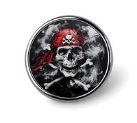 Smoking Pirate Flag Round Lapel Pin Button Brooch Tie Badge Elegant Hat Clothing Jewelry Accessories