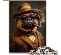 Smoking Pug Puzzles for Adults 1000 Pieces, Suitable for Ages 14 And Up Wall Decoration Christmas Birthday Gift (50x75cm)