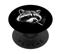 Smoking Raccoon Bad Attitude Dark Humor Funny Trash Panda PopSockets Adhesive PopGrip