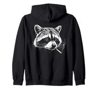 Smoking Raccoon Bad Attitude Dark Humor Funny Trash Panda Zip Hoodie