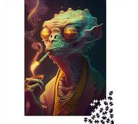 Smoking Sci Fi Lizard 1000 Pieces Jigsaw Puzzles for Adults Creative Rectangular Jigsaw Wooden Puzzles Game Brain Teasers Toy 1000pcs (75x50cm)