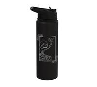 Smoking Skeleton with red Roses | Lurking Death | Gothic Stainless Steel Insulated Water Bottle