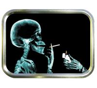 SMOKING SKULL 2oz GOLD TOBACCO TIN,BACCY TIN,PILL TIN,FISHING TIN,SEWING TIN