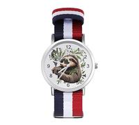 Smoking Sloth Weed Custom Quartz Watches Arabic Numerals Wrist Watch with Adjustable Strap for Men Women