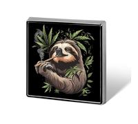 Smoking Sloth Weed Funny Lapel Pins Square Brooch Tie Suit Dress Accessories for Men Women Wedding Birthday