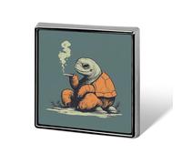 Smoking Turtle Square Lapel Pins Backpack Pin Cute Brooch Decoration Brooches for Women Men Fashion Button Badges for Hat Backpacks Purses Jackets Shirt Suit