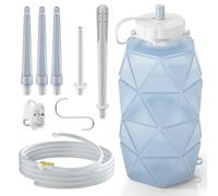 Smokitcen Enima 5.3Ft Collapsible Silicone Enema Bottle Kit with 5.3 Ft Tube, 5 Enema Tips, Controllable Flow Valve, Silicone Enema Kit 1.2 L Capacity for Limpi