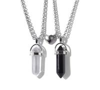 SMOKT Fashion Personality Love Crystal Magnet Connection Necklace Creative Warhead Hexagonal Prism Pendant Couple Matching Jewelry (Color : XL833)