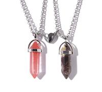 SMOKT Fashion Personality Love Crystal Magnet Connection Necklace Creative Warhead Hexagonal Prism Pendant Couple Matching Jewelry (Color : XL835)