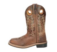 Smoky Children's Jesse Embroidered Leather Western Cowboy Boots - Brown Crackle