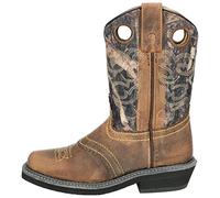 Smoky Children's Pawnee Embroidered Distressed Western Cowboy Boots - Brown