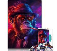 Smoky Chimpanzee 1000 Pieces Jigsaw Puzzle For Adults Teens,Challenging Game Toys Every Piece Is Unique - Challenging Family Fun Game (38x26cm)