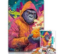 Smoky Chimpanzee Jigsaw Puzzles for Teenagers 1000 Jigsaws,Toys Educational Games Stress Relieving Suitable for Desktop Decoration (38x26cm)