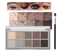 Smoky Eyeshadow Palette 10 Colors, Matte Grey Black Cream Eye Shadow Includes Brushes, Highly Pigmented, Blendable & Long Lasting, Korean Style Travel Size Makeup for Women (Matte Gray)