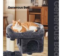 Feandrea Cat Tree Tower, 84 cm, L, for Large Cats up to 7 kg, Large Perch, 2 Caves, Scratching Post, Smoky Grey PCT61GV2