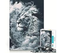 Smoky Lion Beast 1000 Piece Jigsaw Puzzles for Teenagers Jigsaw Clear Logic Toy Peaceful Time Perfect Cut Santa Wish List (50x75cm)