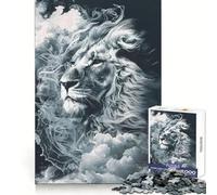 Smoky Lion Beast Jigsaw Puzzle for Adults 1000 Pieces Memory Boost Group Play Pattern Assembly Xmas Surprise (38x52cm)
