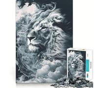 Smoky Lion Beast Jigsaw Puzzle for Adults 1000 Pieces Memory Boost Group Play Pattern Assembly Xmas Surprise (38x52cm)