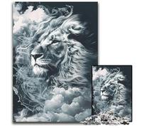 Smoky Lion Beast Puzzles 1000 Pieces for Adults Wooden Jigsaw Puzzles Home Decor Brain Teaser Game for TeenagersFamily Interaction 1000 PCS(75x50cm)
