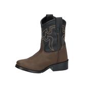 Smoky Mountain Boots | Monterey Series | Youth Western Boot | Western Toe | Durable Man-Made Material | PVC Sole & Walking Heel | Man-Made Lining & Upper, Brown/Black, 1 Little Kid