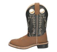 Smoky Mountain Childrens Blaze Stitched Design Rubber Sole Square Toe Brown/Black Western Cowboy Boot
