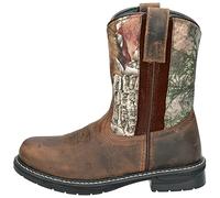 Smoky Mountain Childrens Buffalo Wellington Distressed Leather Round Toe Brown/Camo Western Cowboy Boot Multi Size: 6.5 Big Kid