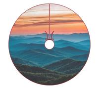 Smoky Mountains Sunrise Funny Christmas Tree Skirt Red Xmas Mat for Home Party Holiday Indoor Outdoor Decorations