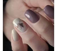 Smoky Purplee Artificial French Floral Tips Sweatproof Materials Easy Manicure Kits Lavender Gray Press on Glitters