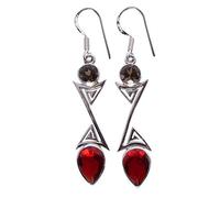 Smoky Quartz Red Quartz Earrings 6mm 12x8mm Round Pear Faceted 925 Sterling Silver Dangle Earrings Brown Red Gemstone Jewelry Warm Tones Gift for Women