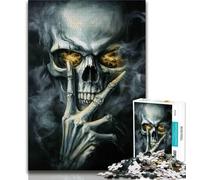 Smoky Skull 1000 Piece Jigsaw Puzzles for Teenagers,Stress Reliever Staycation Kill Time with Matching Poster And Trivia Sheet 38x26cm