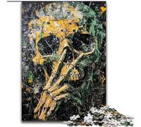 Smoky Skull Adult Jigsaw Puzzles 1000 Pieces, Brain Intelligence Challenge Addictive Toys Birthday Gifts for Age 14+ (26x38cm)
