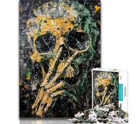 Smoky Skull Jigsaw Puzzles for Adults Teenagers Jigsaws Puzzle,Stress Reliever Difficult Challenge Suitable for Desktop Decoration 50x75cm