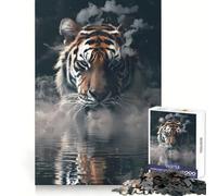 Smoky Tiger Beast 1000 Piece Jigsaw Puzzles for Teenagers Jigsaw Brain Workout Toy Group Play Art Assembly Classic Gift (50x75cm)