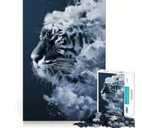 Smoky Tiger Beast 1000-piece Puzzle for Teenagers Mind Exercise Toy Mind Calm Design Assembly Cherished Gift (38x26cm)
