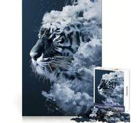 Smoky Tiger Beast 1000-piece Puzzle for Teenagers Mind Exercise Toy Mind Calm Design Assembly Cherished Gift (38x26cm)