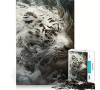 Smoky Tiger Beast 1000 Pieces Jigsaw Puzzles for Adults Strengthen Memory Casual Fun Clean Edge Classic Gift (38x26cm)