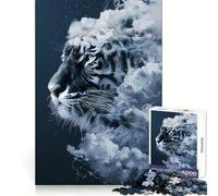 Smoky Tiger Beast Jigsaw Puzzles for Adults 1000 Piece Logic Toy Stress Release Precision Cut Festival Gift (38x52cm)